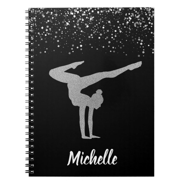 Gymnastics Silver Glitter  Notebook (Front)