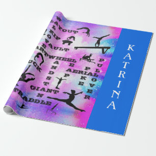 Gymnastics Skills Crosswords Custom Wrapping Paper