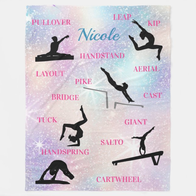 Gymnastics Skills Typography  Fleece Blanket (Front)