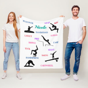 Gymnastics Skills Typography  Fleece Blanket
