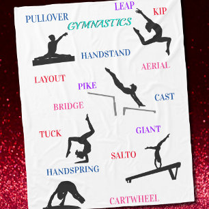 Gymnastics Skills Typography  Fleece Blanket