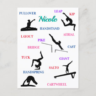 Gymnastics Skills Typography Postcard