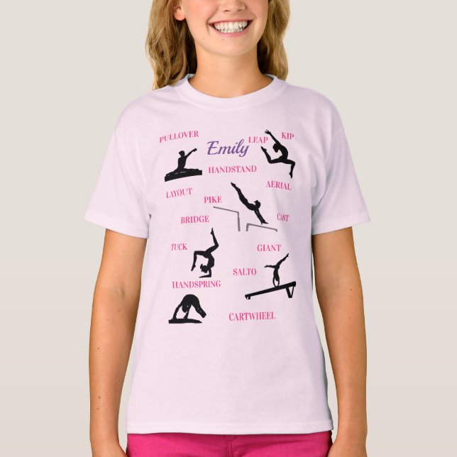 Gymnastics Skills Typography T-Shirt (Front)