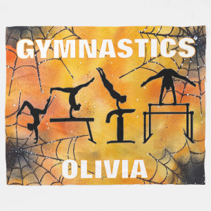 Gymnastics Spooky Spiderweb Halloween Gymnast Gift Fleece Blanket