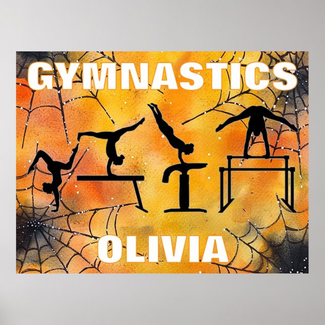 Gymnastics Spooky Spiderweb Halloween  Poster (Front)