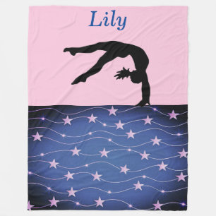Gymnastics Stars Pink & Blue Personalised Fleece Blanket