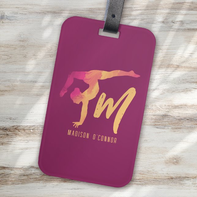 Gymnastics Stationery | Monogram Initial Pose Luggage Tag (Creator Uploaded)