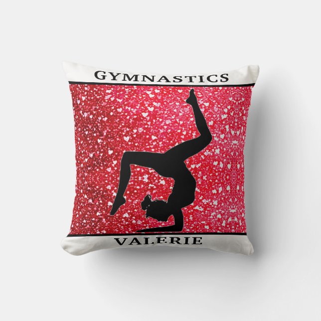 Gymnastics Throw Pillow w/ Name of Gymnast (Front)