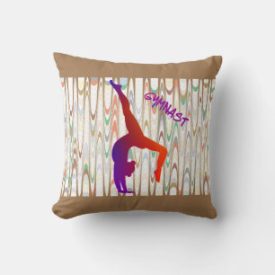 Gymnastics throw pillow with gymnast.