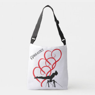 Gymnastics Tote bag with gymnast & hearts.