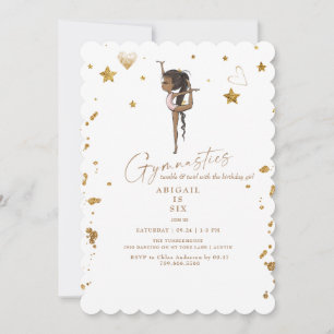  Gymnastics Tumbling Pink Scalloped Birthday Party Invitation
