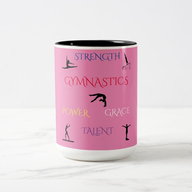 GYMNASTICS TWO TONE MUG IN PINK/BLACK. (Center)