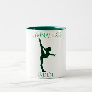 Gymnastics two toned personalised coffee mug. Two-Tone coffee mug