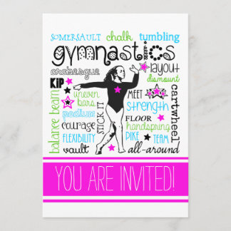 Gymnastics Typography Party Invitation