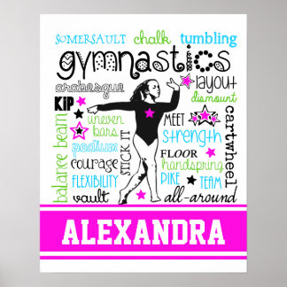 Gymnastics Typography with Monogram Poster