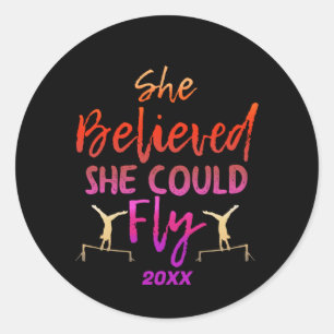 Gymnastics Uneven Bars - Believed She Could Fly Classic Round Sticker