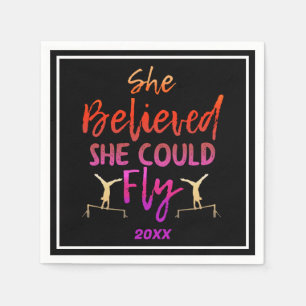 Gymnastics Uneven Bars - Believed She Could Fly Napkin