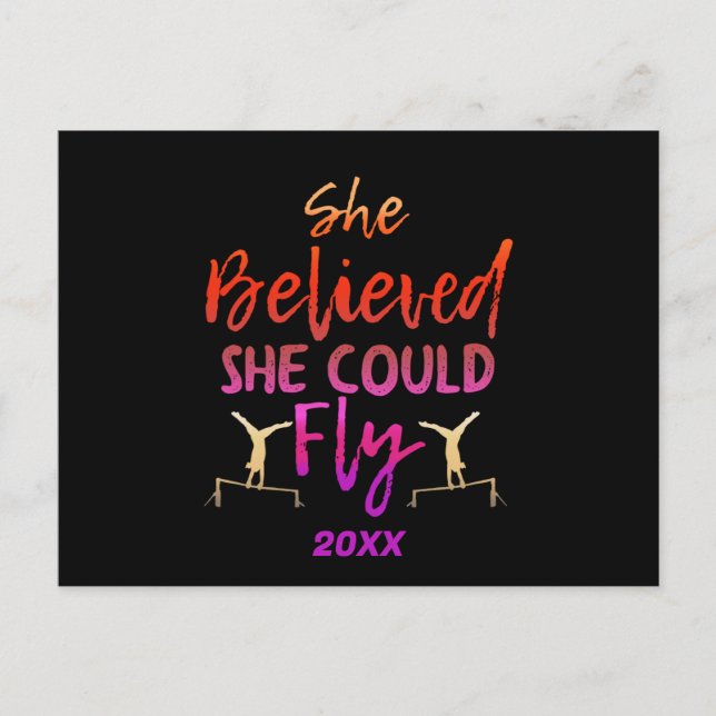Gymnastics Uneven Bars - Believed She Could Fly Postcard (Front)