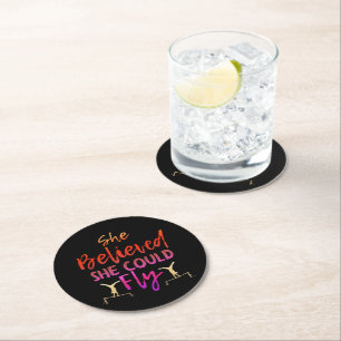 Gymnastics Uneven Bars - Believed She Could Fly Round Paper Coaster
