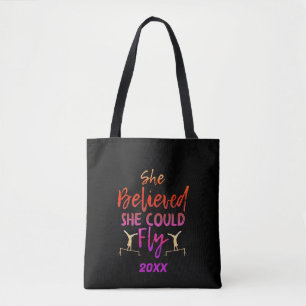Gymnastics Uneven Bars - Believed She Could Fly Tote Bag