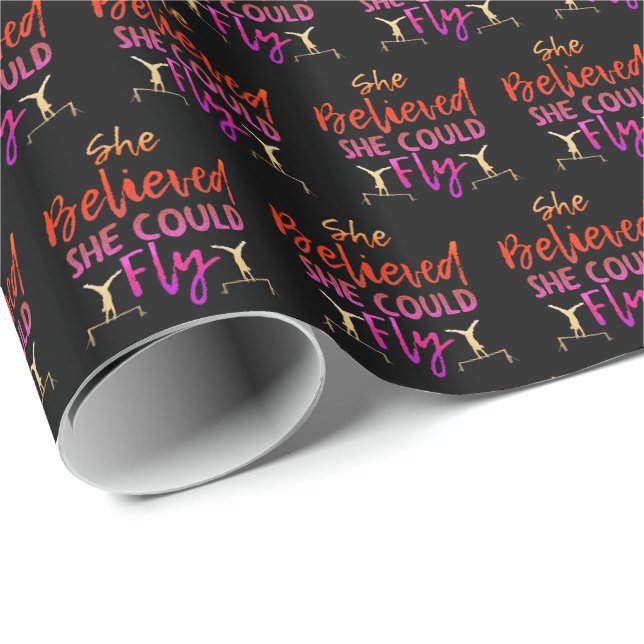 Gymnastics Uneven Bars - Believed She Could Fly Wrapping Paper (Roll Corner)