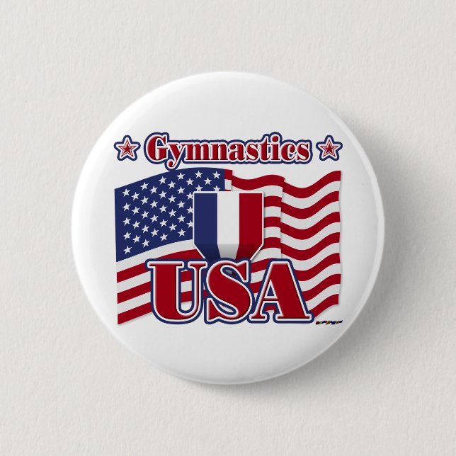Gymnastics USA 6 Cm Round Badge (Front)