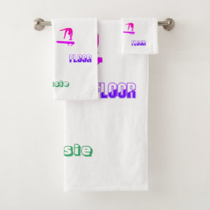 Gymnastics Vault, Bars, Beam, Floor 3 Piece Bath Towel Set