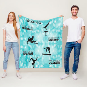 Gymnastics Vault, Bars, Beam, Floor Fleece Blanket