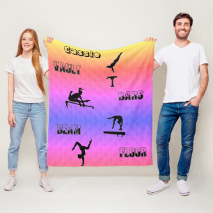 Gymnastics Vault, Bars, Beam, Floor Fleece Blanket