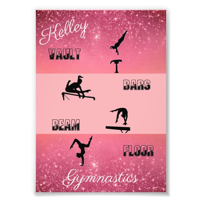 Gymnastics Vault, Bars, Beam, Floor Sparkle Photo Print (Front)