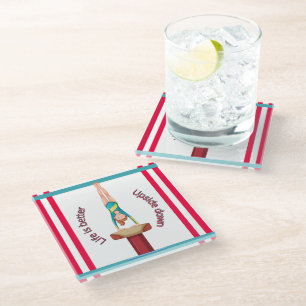 Gymnastics Vault Life Is Better Upside Down Glass Coaster