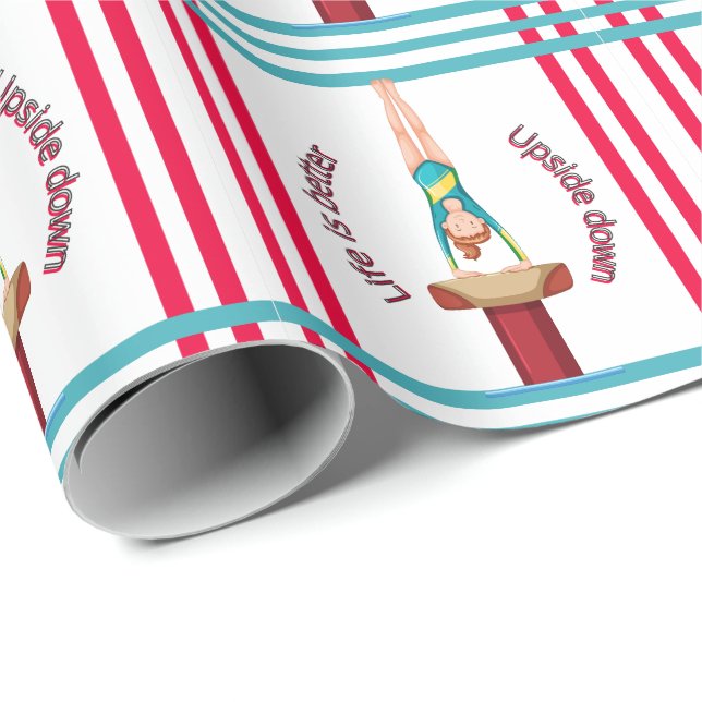 Gymnastics Vault Life Is Better Upside Down   Wrapping Paper (Roll Corner)