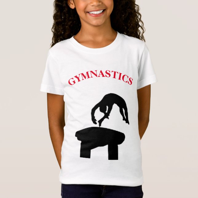 Gymnastics Vault w/ Name Girls T-Shirt (Front)