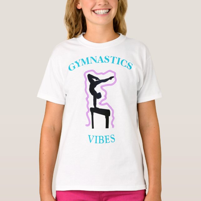 Gymnastics Vibes T-Shirt w/ Gymnast Name on Back (Front)