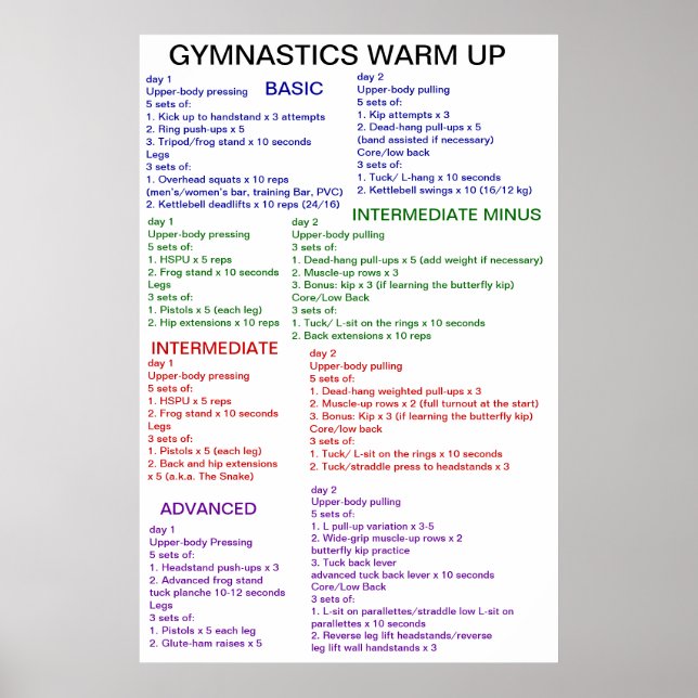 Gymnastics Warm-Up Poster (Front)