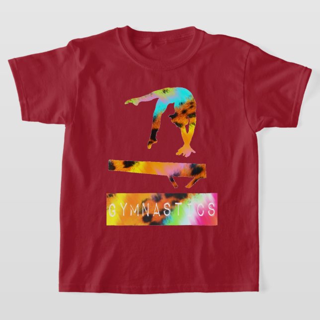 Gymnastics Wild Animal Print Balance Beam T-Shirt (Laydown)