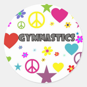 Gymnastics with Mixed Graphics Classic Round Sticker