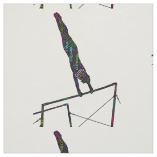 Gymnastics Word Art On Uneven Bars Fabric