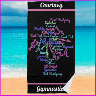 Gymnastics Word Cloud  Beach Towel