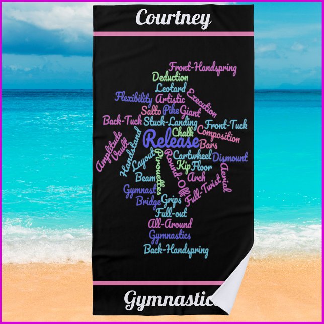 Gymnastics Word Cloud  Beach Towel (Creator Uploaded)