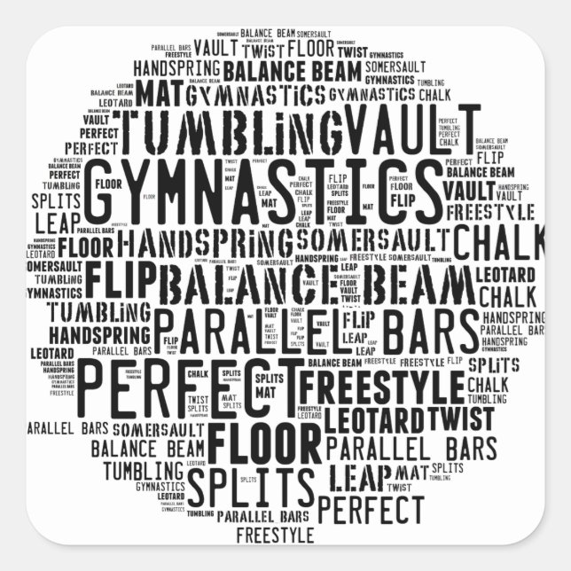 Gymnastics Word Cloud Tumbling Square Sticker (Front)