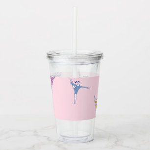 gymnasts on pink acrylic tumbler