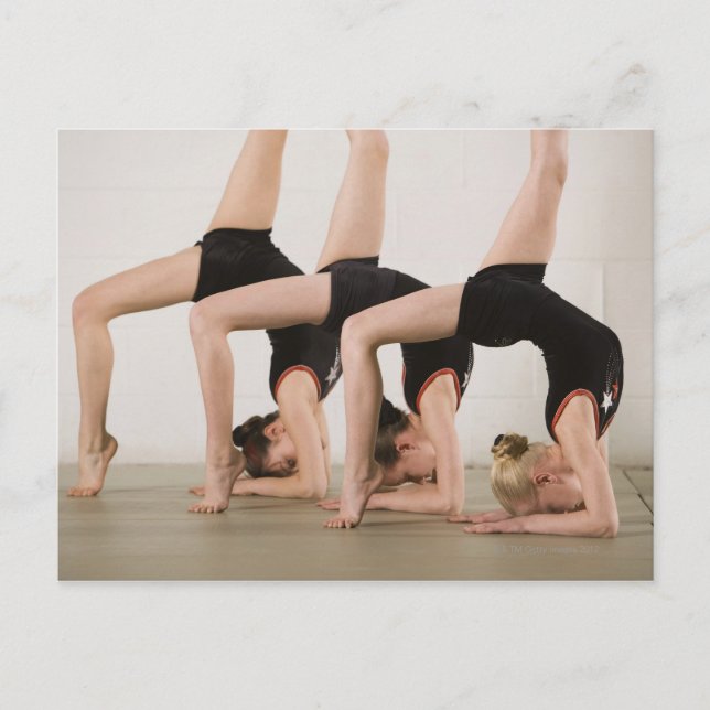 Gymnasts posing upside down postcard (Front)
