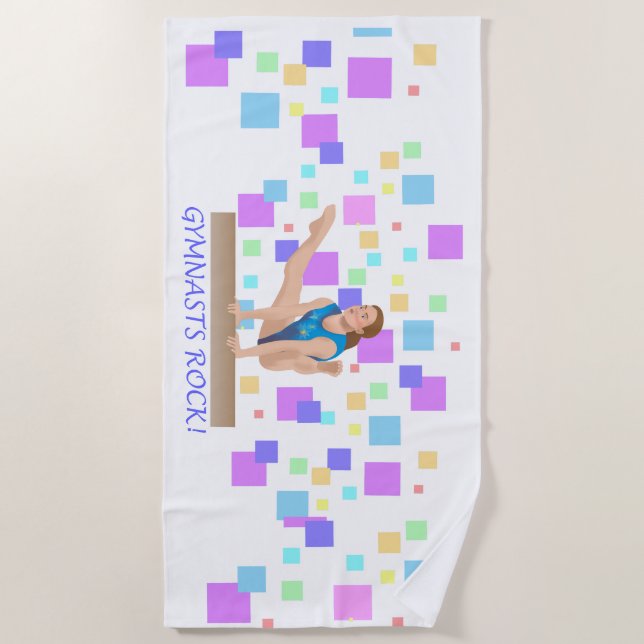 Gymnasts Rock!  Balance Beam Beach Towel (Front)