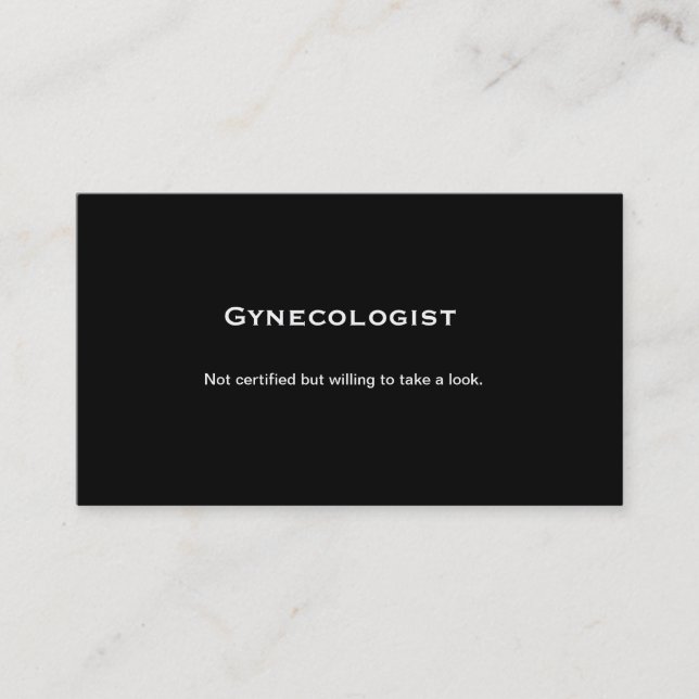 Gynaecologist, ice breaker, pick up line, call me business card (Front)
