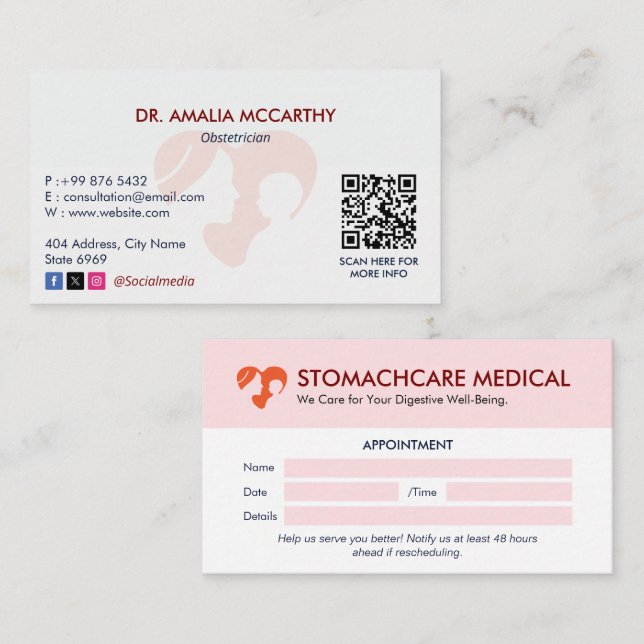 Gynaecology Clinic Business | Modern Appointment Business Card (Front/Back)