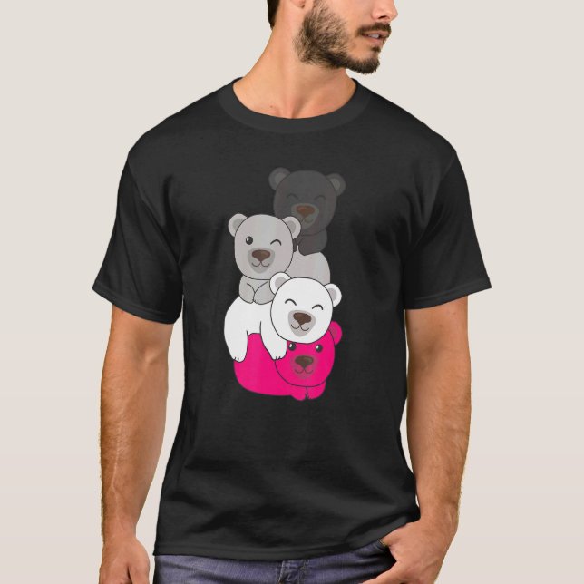 Gynephilia Flag Pile Pride Lgbtq Bear Cute Gynephi T-Shirt (Front)