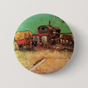 Gypsies with Caravans by Vincent van Gogh 6 Cm Round Badge