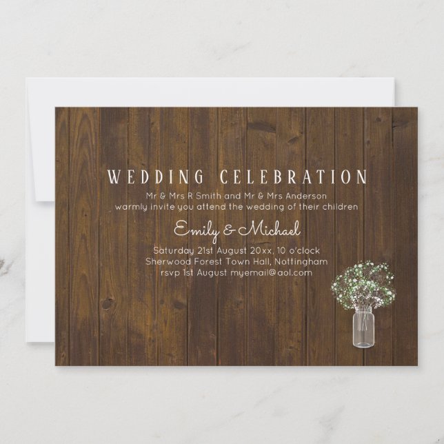 Gypsophila Babys Breath Simple Elegant Wedding Invitation (Front)