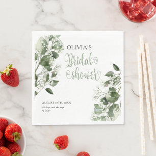 Gypsophila & Eucalyptus Bridal Shower  Napkin